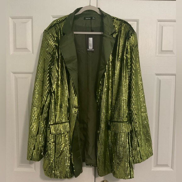 Boohoo Jackets & Coats Boohoo Plus Matte Sequin Oversized Blazer 24